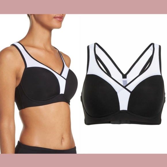 NWT Le Mystere‎ [ 32C ] Wireless Sports Bra in Black White - Picture 2 of 12
